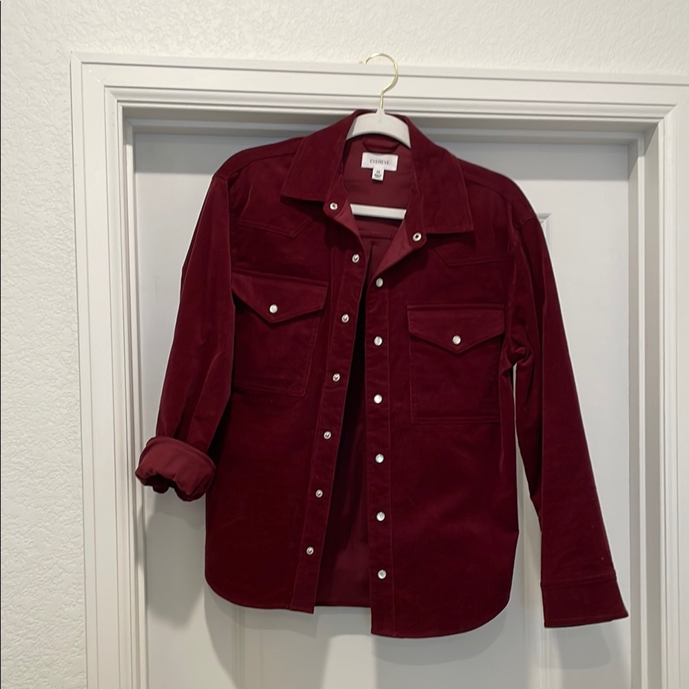Evereve Red Utility Jacket with Collared Neckline